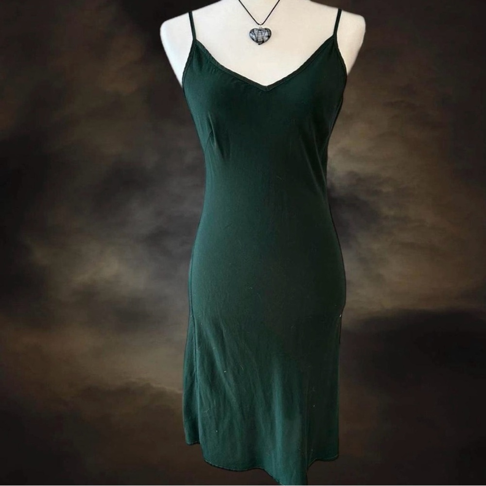 LACAUSA Green Chemise with Spaghetti Straps
